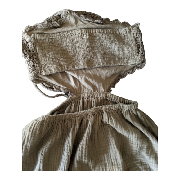 Aerie Pool-To-Party Crochet Halter Mini Dress Women's XS/TP Washed Olive Green - Picture 11 of 15